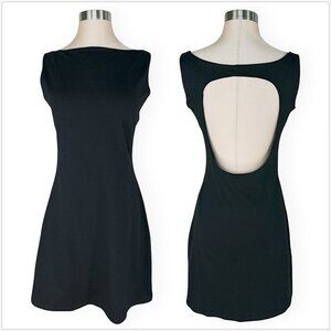 Susana Monaco Black Boat Neck Flare Sleeveless Open Back Dress Sexy NWT New L
